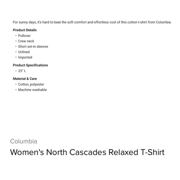 Columbia Womens Size XL North Cascades White Cotton Columbia Relaxed T-Shirt NWT - Picture 2 of 5
